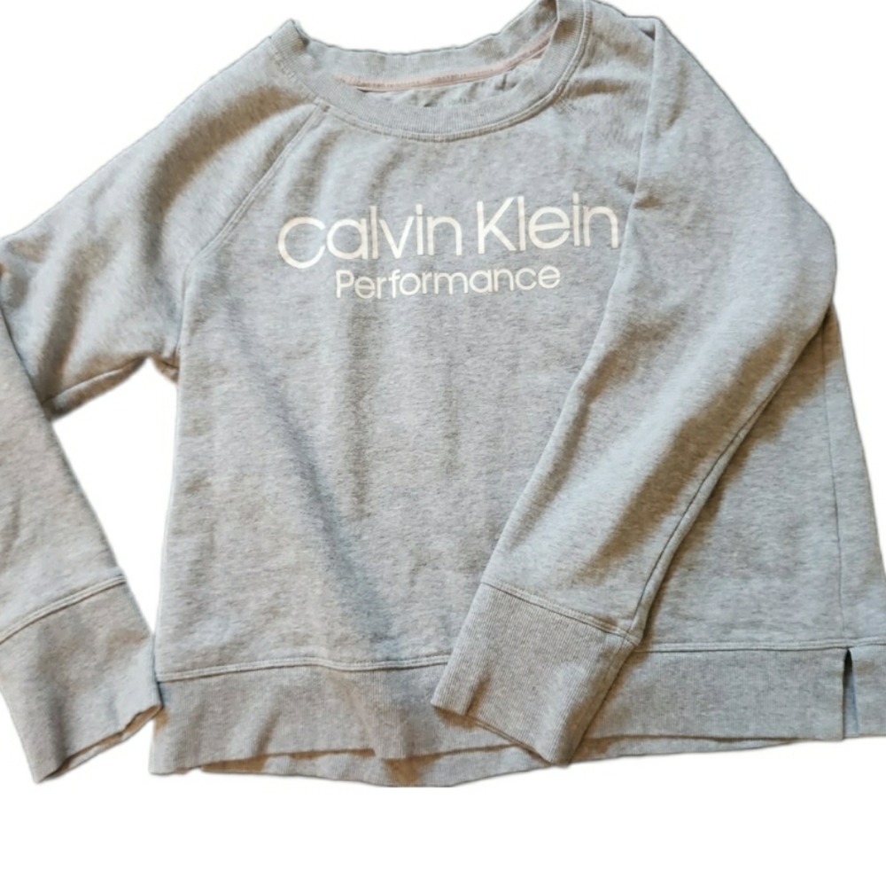 Calvin Klein Gray Crewneck Sweatshirt - Baggy Oversize Cozy Workout Wear *
